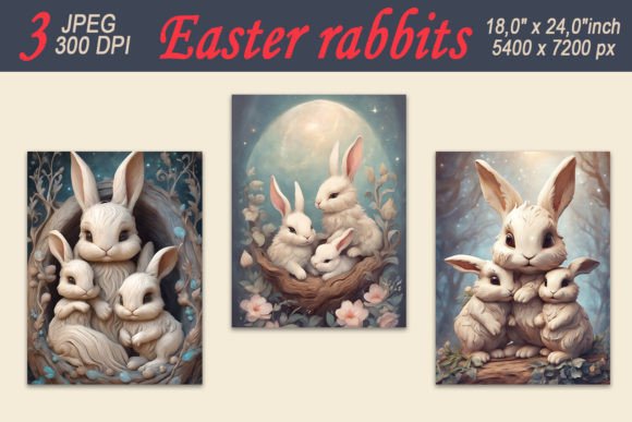 Easter Rabbit Journal Designs Set JPEG