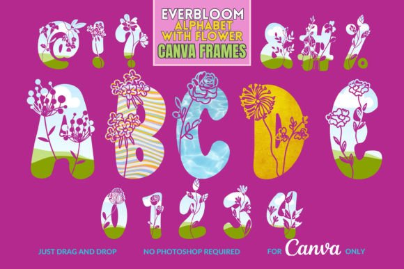 Everbloom Canva Frames: Floral Typography