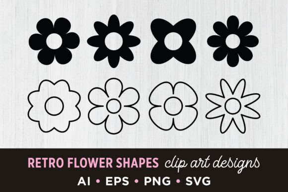 Retro Flowers Clip Art Set: A Timeless Design Resource for Modern Creators